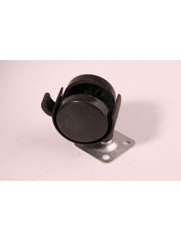 wiel met rem maat 55mm in Zwart.