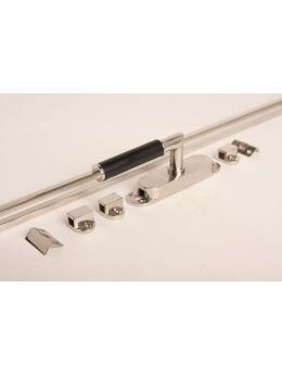 Krukespagnolet ronde kruk 123 jaren 20 met stangen maat 2400mm in Blinkend nikkel met zwart ebbenhout.