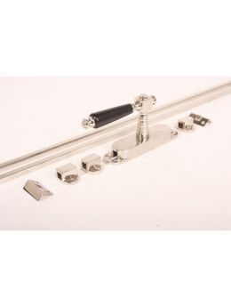 Krukespagnolet kruk 158 met stangen maat 2400mm in Blinkend nikkel met zwart ebbenhout.
