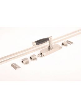 Krukespagnolet Links Tonmodel met stangen maat 2400mm in Geborsteld nikkel met zwart ebbenhout.