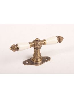 Raamkruk T maat 110mm in Brons antiek met antiek wit porselein.