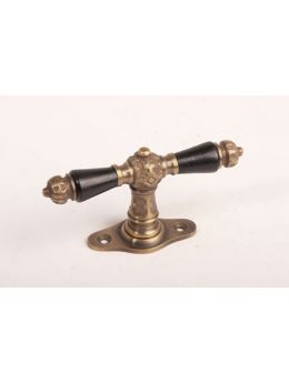 Raamkruk T maat 110mm in Brons antiek met zwart ebbenhout.