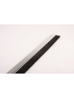 Tochtstrip 1 meter maat 47mm in Aluminium met zwarte borstel.