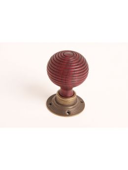 deurknop (paar) met rozetten maat 60mm in Brons antiek.