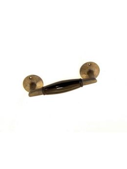 raamgreep maat 150mm in Brons Antiek met zwart porselein.