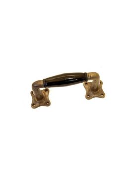 raamgreep maat 140mm in Brons Antiek met zwart porselein.