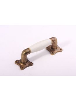 raamgreep maat 140mm in Brons Antiek met zwart porselein.