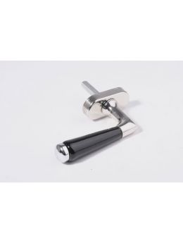Draai kiep systeem met kruk 741 maat 115mm in Blinkend nikkel met zwart porselein.