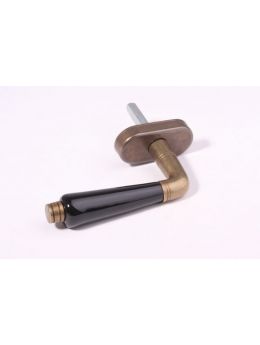Draai kiep systeem met kruk 799 maat 110mm in Brons Antiek met zwart porselein.
