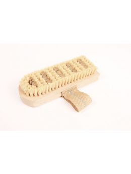 handborstel leer maat 175mm in borstel met leer en houten handvat.